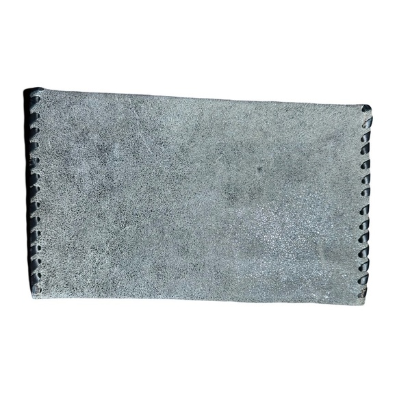 Laggo - Silver and Black Envelope Clutch with Whipstitch Accents - Picture 2 of 4